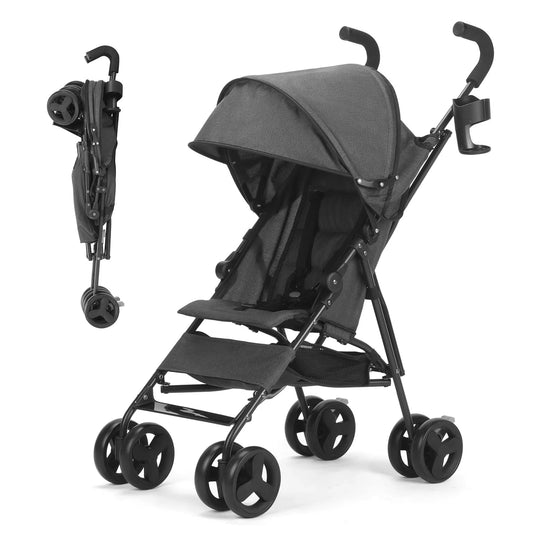 Poussette Bébé Pliante Légère Grande Vue — Assis ou Allongé 4 Roues Voyage Portable