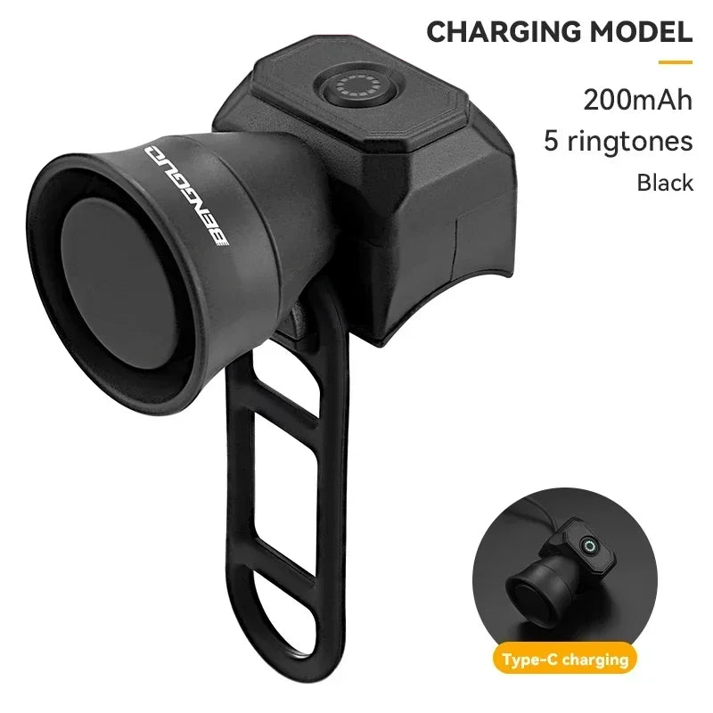 Nouveau klaxon de vélo VTT, chargement USB, sonnette électronique étanche, équipement d'équitation, accessoires de Scooter pour enfants