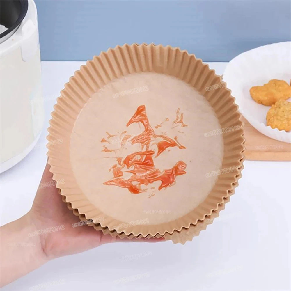 Papier antiadhésif pour friteuse à air et poulet, papiers de cuisson ronds, doublures en papier, accessoires de cuisine, 50 pièces, 100 pièces