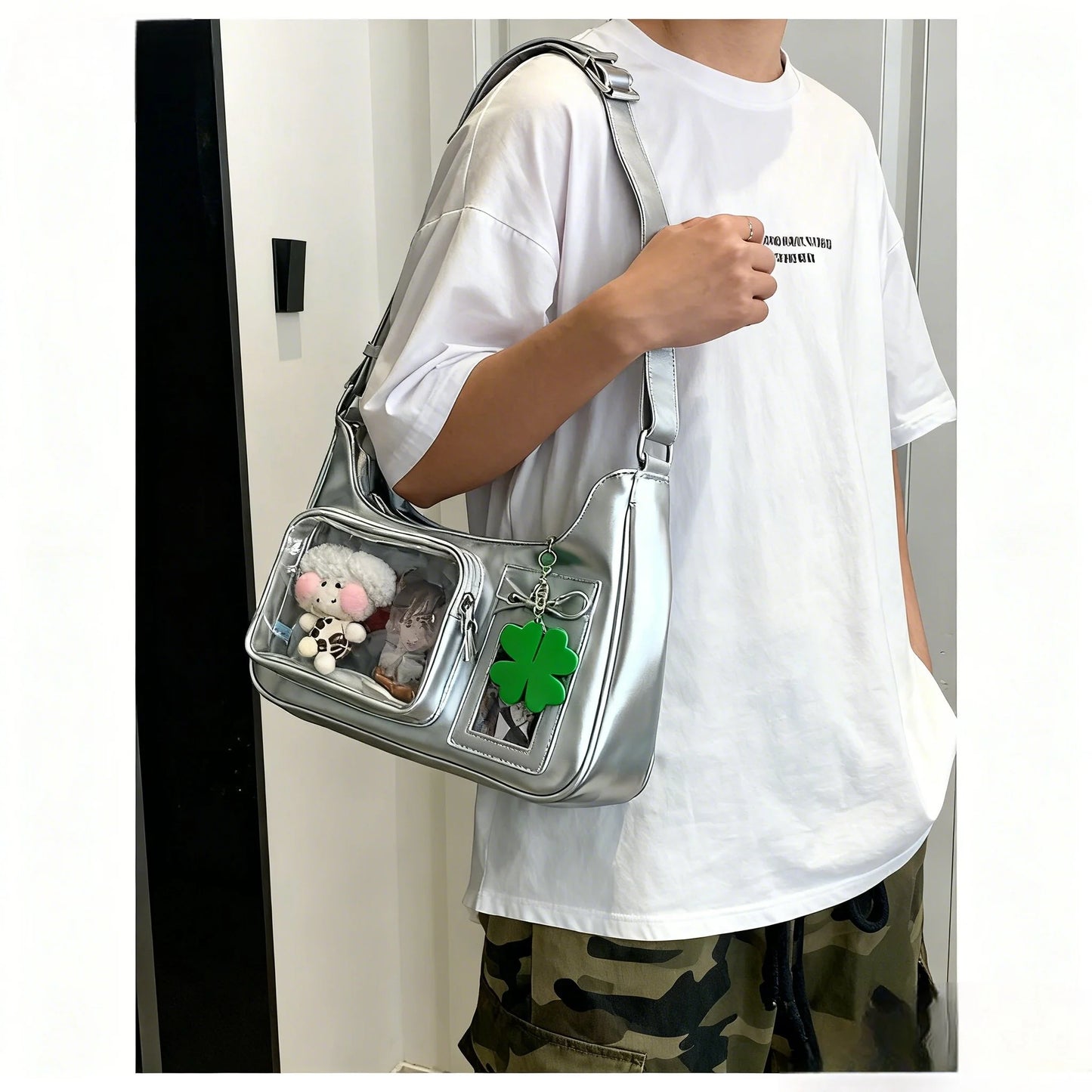 Y2k Harajuku bolso de hombro para mujer coreano transparente Ita bolso escolar bandolera japonesa diseñador Preppy bolso de mano