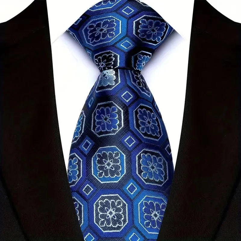 Corbata clásica de cachemira a rayas para hombre, 8 cm, Jacquard, de lujo, color azul real, accesorios, uso diario, regalo para fiesta de boda