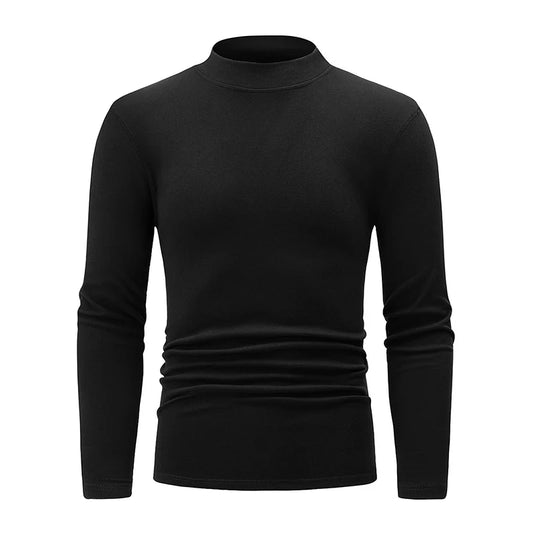 1/2 piezas otoño e invierno para hombre, cuello semialto, a la moda, base de manga larga, color sólido, informal, deportivo, Fitness, camiseta cálida