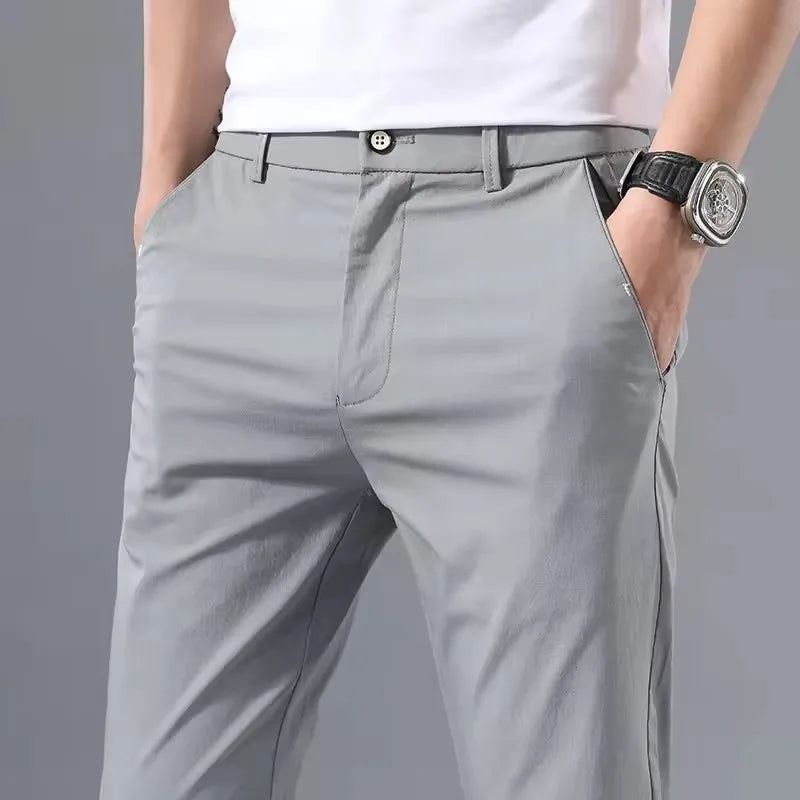 2025 Spring Autumn Slim Fit Men's Casual Pants Classic Business Cotton Stretch Golf Trousers Korean Fashion Male Clothing Pants