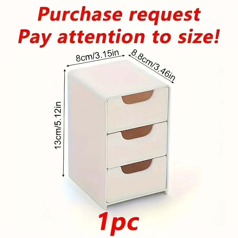 Chic 3-Tier Desk Organizer with Drawers – Ideal for Office Supplies, Jewelry, and Cosmetic Storage – Portable Divider Box