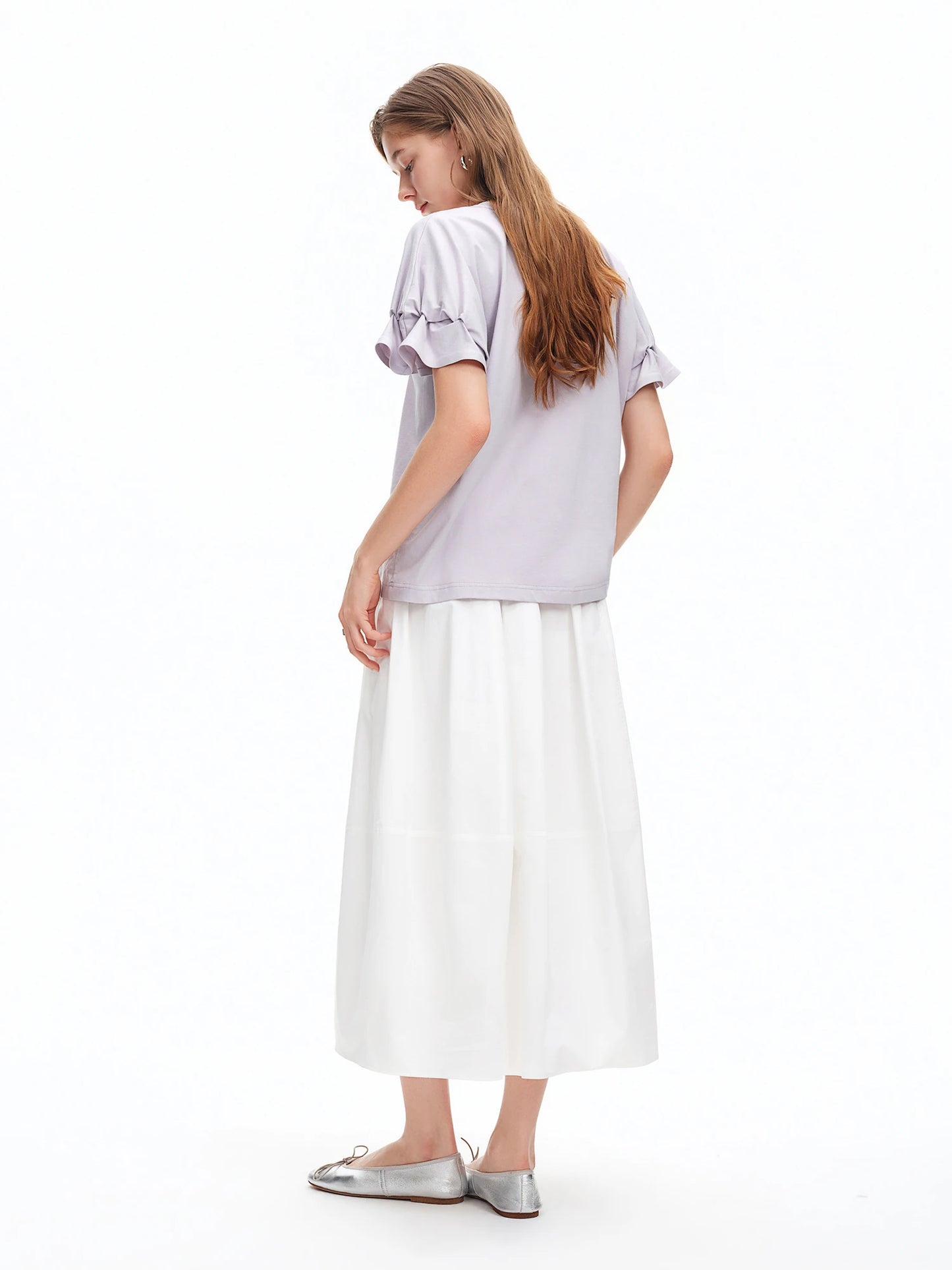 T-shirt femme en coton 2026 avec détail plissé — décontracté, confortable, quotidien, sorties estivales