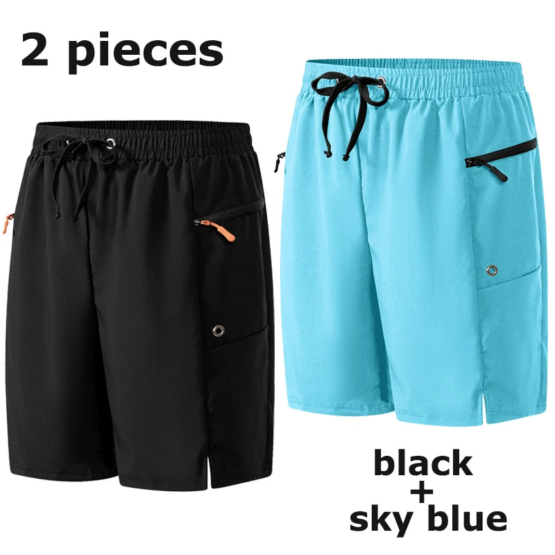 Short de plage d'été pour hommes avec poches zippées, short de planche à séchage rapide avec doublure en maille, maillot de bain, maillot de bain