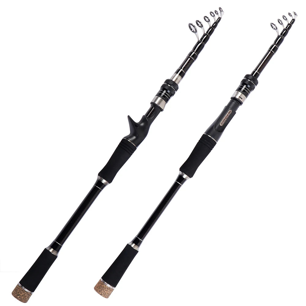 1.8M 2.1M 2.4M 2.7M 3.0M canne à pêche télescopique Portable en Fiber de carbone filature/coulée canne à poisson matériel