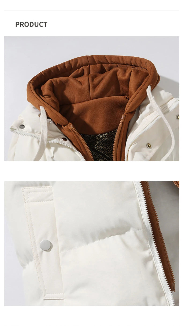 Veste d'hiver à capuche pour hommes, manteau en duvet de coton, gilet épais, gilet chaud, manteau décontracté