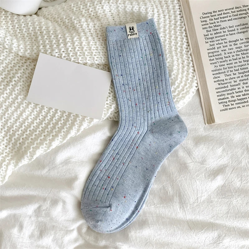 Chaussettes Carillon Respirantes Femme — Dessin Animé, Style Coréen, Décontractées, Douces