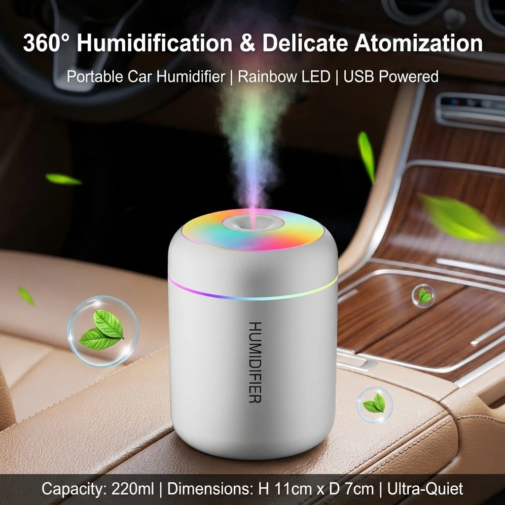 Humidificateur d'air USB LED, pulvérisateur de brume fraîche de bureau, diffuseur d'arôme, purificateur d'huile essentielle pour la maison et la chambre à coucher
