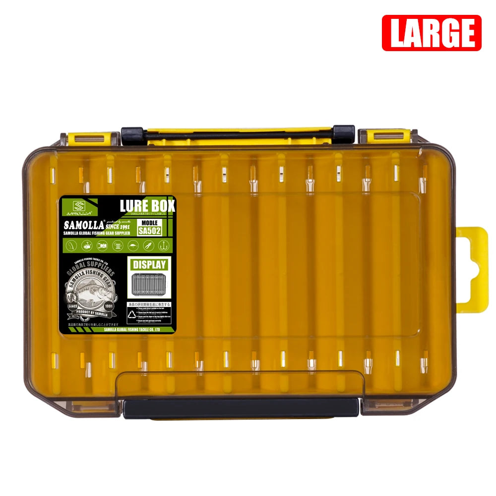 Caja de aparejos de pesca con 14 compartimentos, accesorios de pesca, estuche de almacenamiento para anzuelos de señuelo, cajas de almacenamiento de herramientas de pesca de doble cara