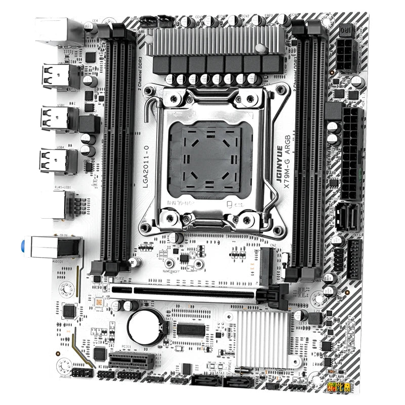 Carte mère JGINYUE X79M-G ARGB pour processeur E5 26XX V2 série LGA2011 M-ATX DDR3 RAM interface TPM pour le bureau à domicile et les jeux