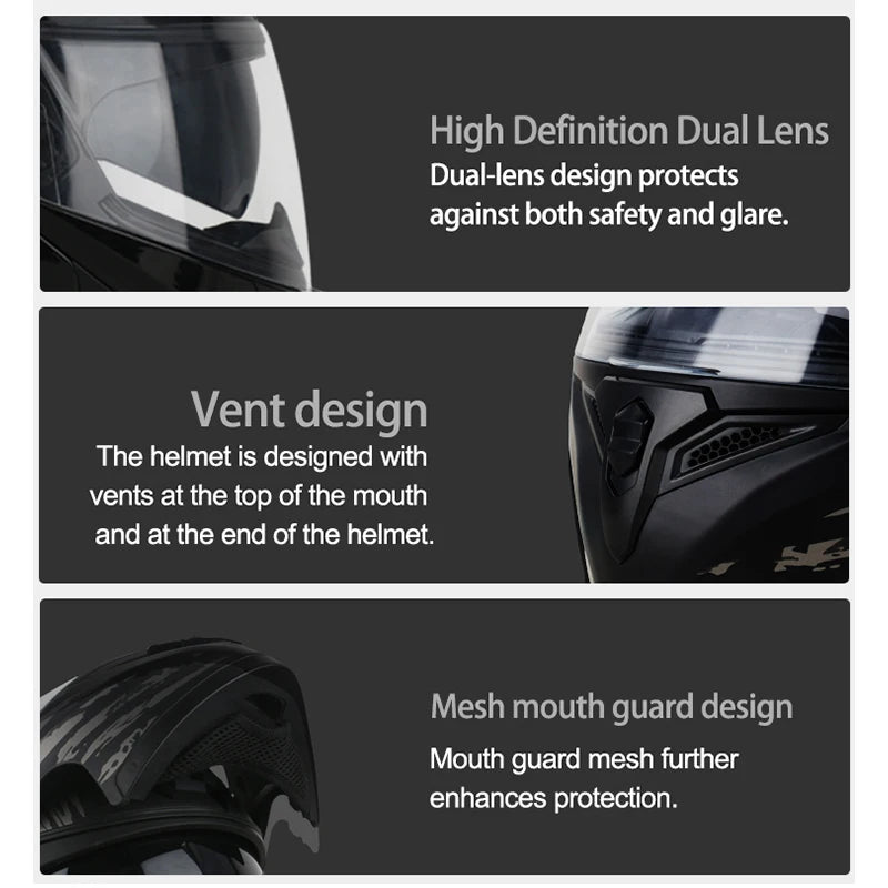 Casque moto quatre saisons Motocross modulaire rabattable — hommes, femmes, tout-terrain