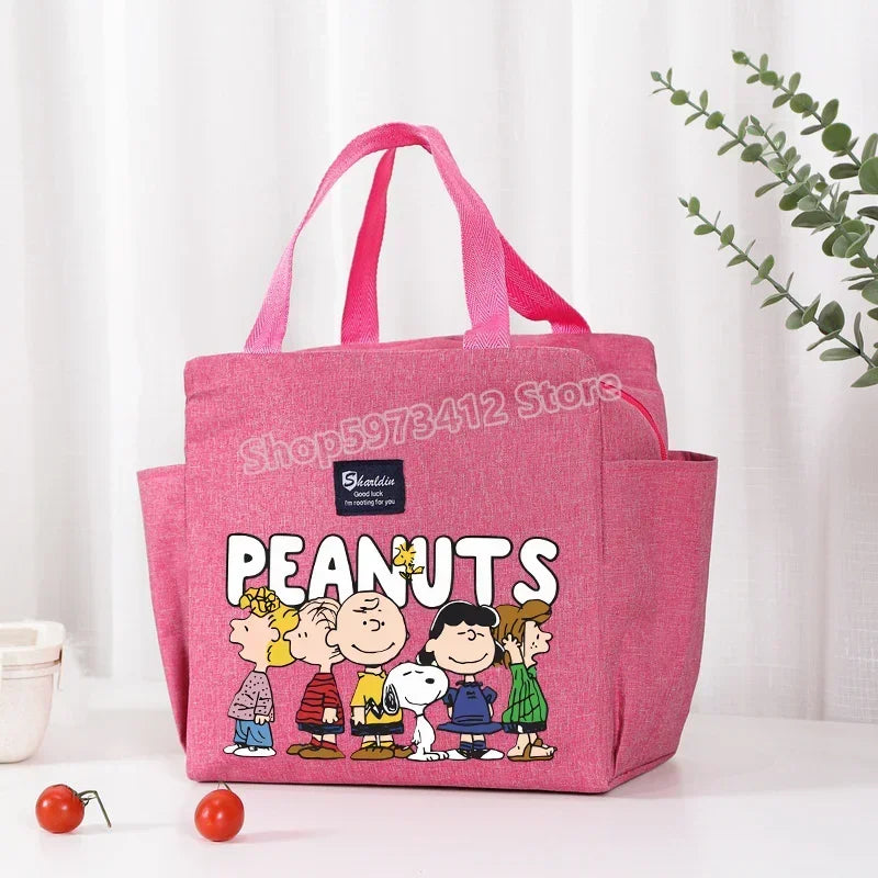 Bolsa isotérmica portátil para el almuerzo y bebidas de Snoopy, bolsa isotérmica para alimentos, caja térmica, bolsa de picnic, bolsas de transporte, bonito regalo para niños
