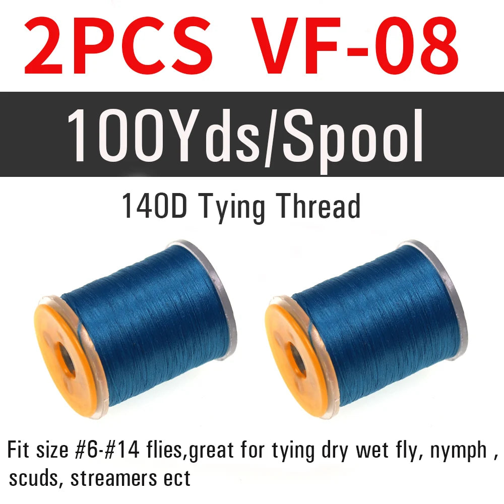2 pièces de fil à nouer pour la pêche à la mouche 140D # 6~ # 14 Nymphes sèches et humides, Matériel de montage de mouches streamer, Fil, Fixateur de bobine, Outil de montage de mouches