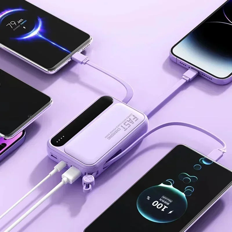 Banque d'alimentation VIVO 500000mAh, grande capacité, charge ultra-rapide, batterie externe portable, 4 câbles intégrés pour tous les téléphones