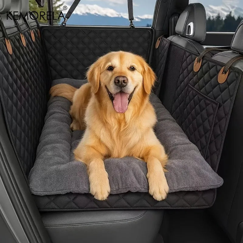 Tapis de siège de voiture pour chien d'hiver avec fond épais antidérapant pour lit de camion SUV berline-chaud pour les voyages sur route et lavable en machine