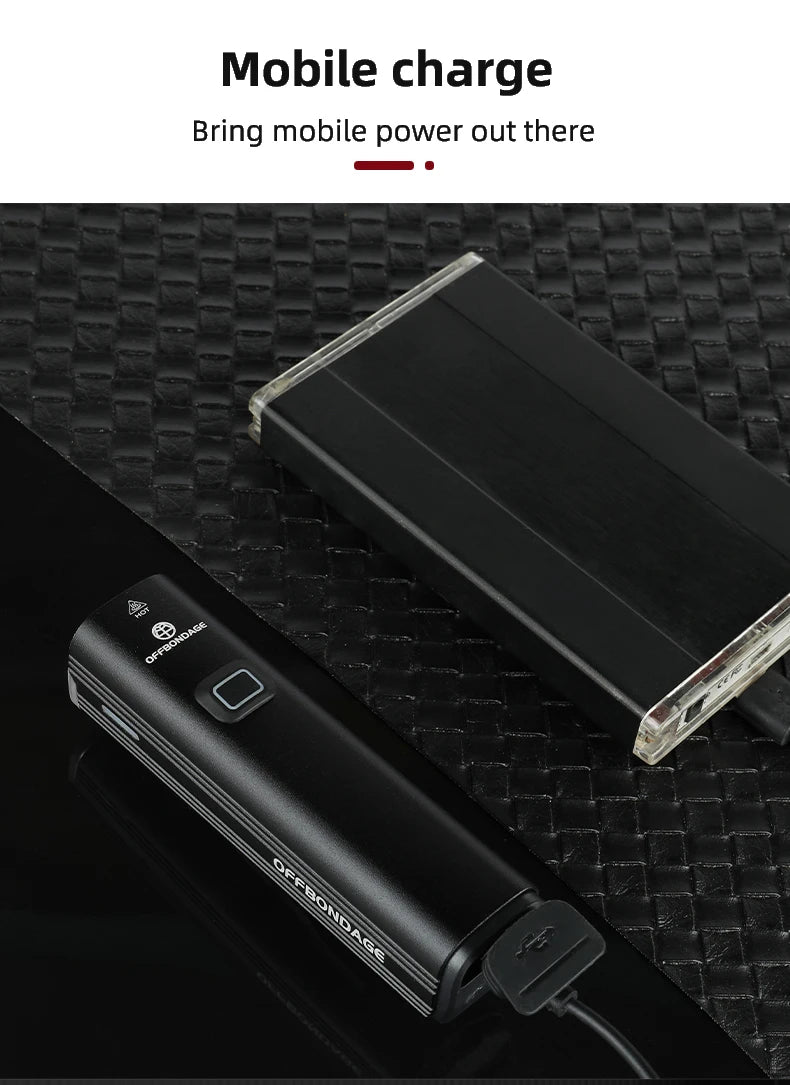 OFFBONDAGE Vélo Lumière 1000Lumen Vélo Phare Banque de Puissance Lampe de Poche Guidon USB Charge VTT Route Point culminant