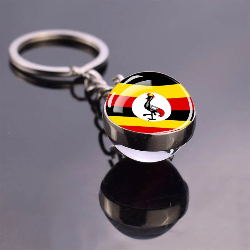 Porte-clés drapeau africain, algérie, somalie, tunisie, maroc, egypte, drapeau National, pendentif boule de verre Double face, cadeau