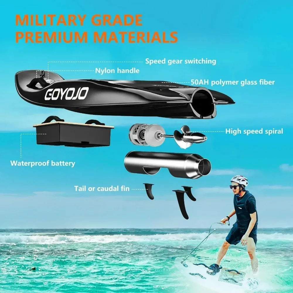 Tabla de surf eléctrica de fibra de carbono para adultos con propulsión a chorro, de alta velocidad de 10 kW, con 3 colas inteligentes