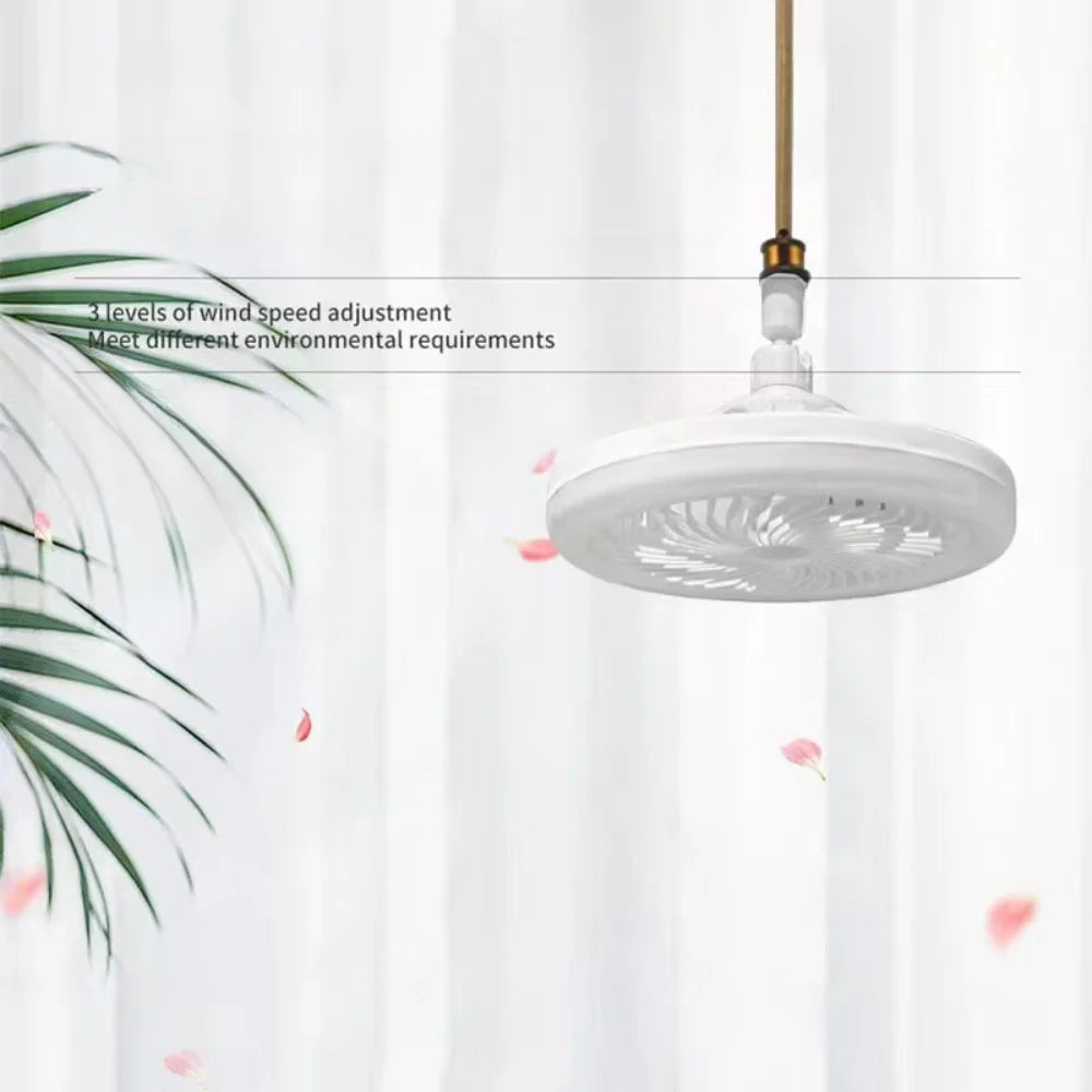 Ventilateur de Plafond Rotatif avec Télécommande, Lampe d'Éclairage, Convertisseur, Base d'Éclairage, Chambre à Coucher, Salon, Flamme ATA, 3 en 1