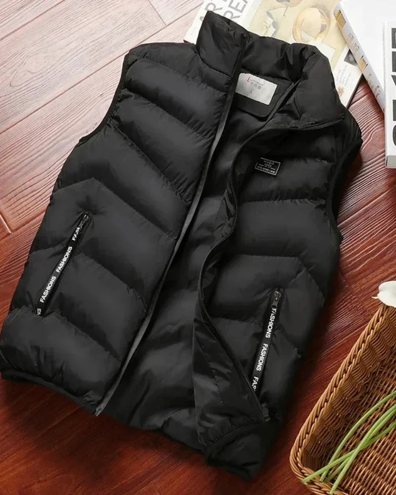 Manteaux bouffants sans manches pour hommes, doudoune de couleur unie, gilet chaud d'hiver, vêtements d'extérieur, coupe-vent, nouvelle collection 2024