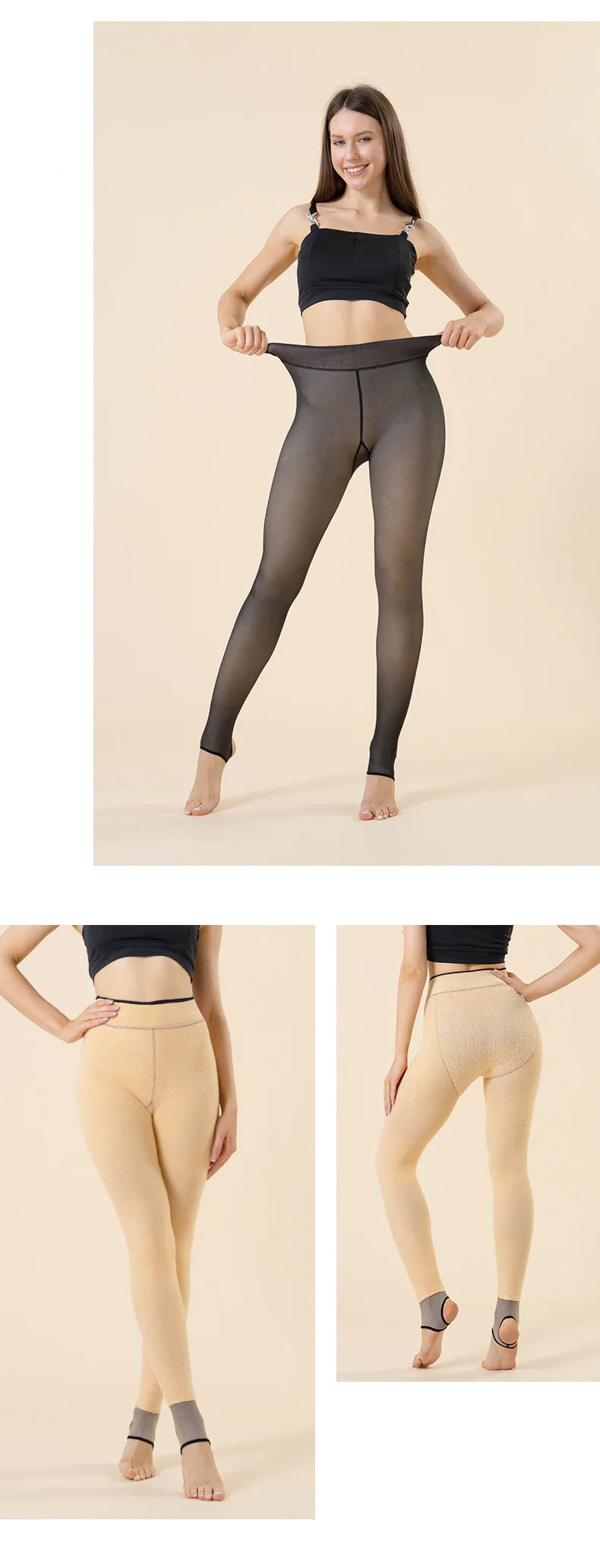 Collants thermiques épais pour femmes, collants translucides, bas thermiques, taille haute, élastique, mince, sexy, velours, sourire, leggings, hiver