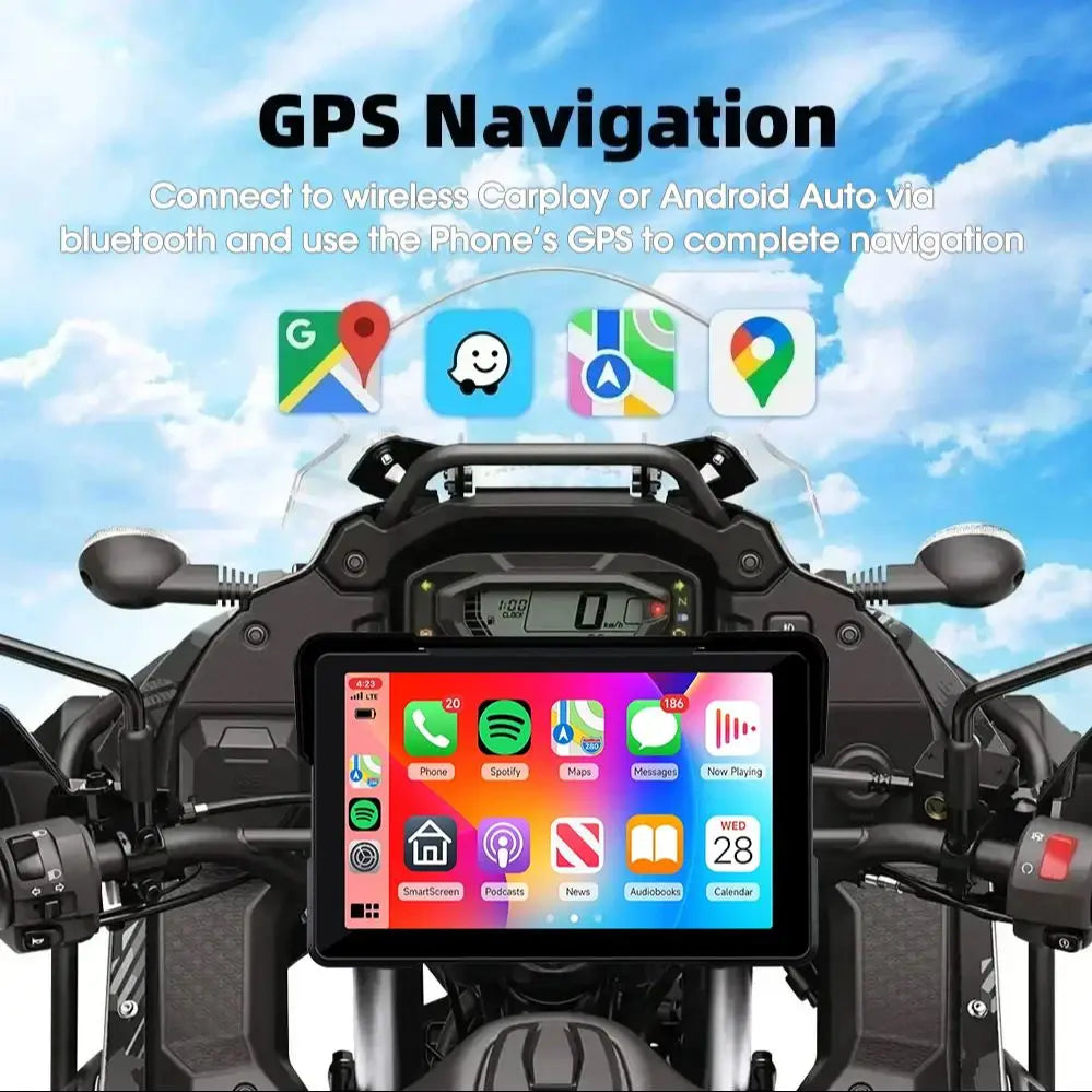 Jansite – 5/7-inch Wireless GPS Navigation Screen for Motorcycle, Carplay, Android Auto, IPX7, Portable Monitor for Motorcycle