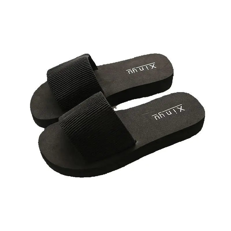 Women's Solid Summer Slippers, Flat Sandals, Outdoor Leisure Flip Flops, Travel Beach Slippers, Ladies' Slides