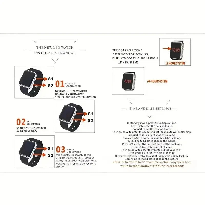 Reloj digital sencillo para hombres y mujeres, deportivo, de moda, electrónico, LED, correa de silicona negra, reloj de hombre informal, Reloj Hombre
