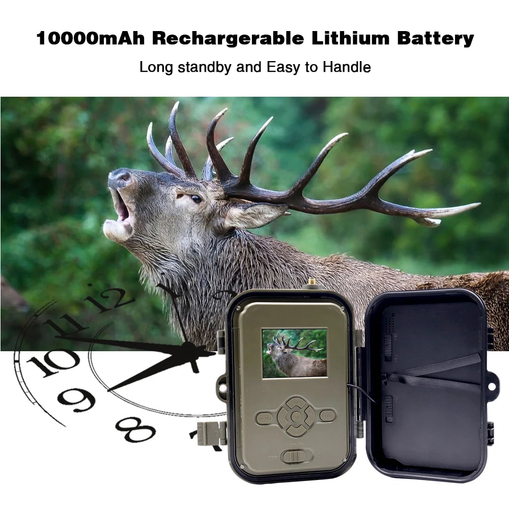 Caméra de surveillance 4K en direct 4G 30MP avec service cloud APP, caméras de chasse, batterie Li-ion 8000 mAh, vision nocturne, pièges photo HC940PROLI