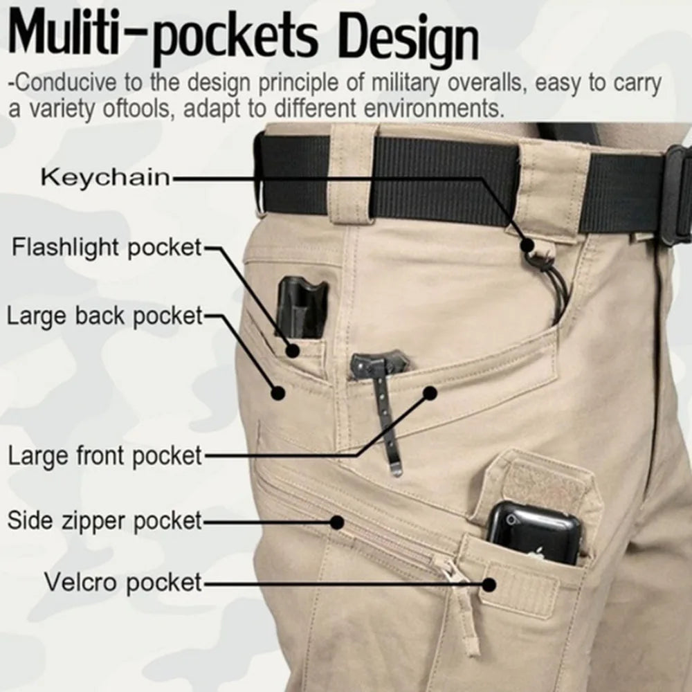 Pantalon Cargo tactique pour hommes, grande taille 6XL, pantalon de sport décontracté en plein air, randonnée pêche, imperméable, multi-poches