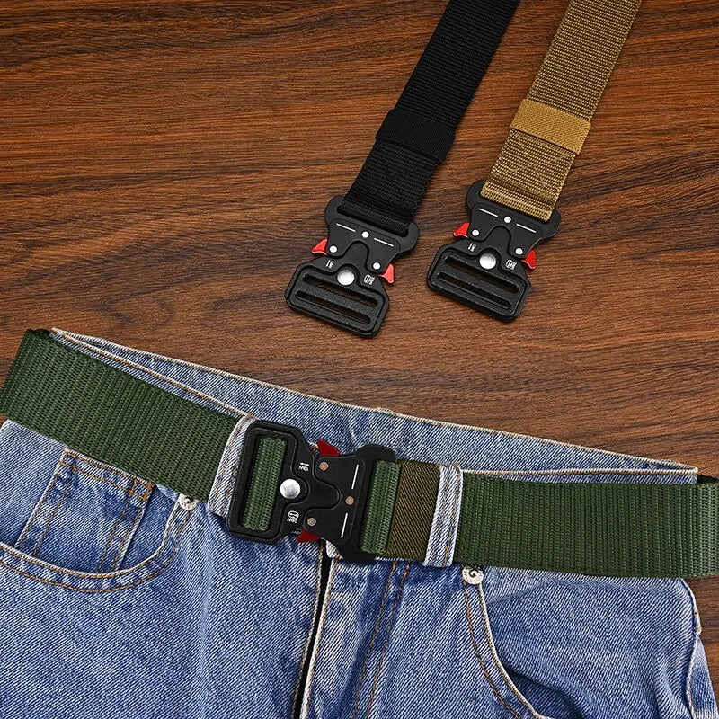 Cinturones tácticos multiusos para hombre, duraderos, diseño ajustable, para entusiastas de los deportes al aire libre, combina con jeans, para hombres y mujeres, 1 pieza/2 piezas