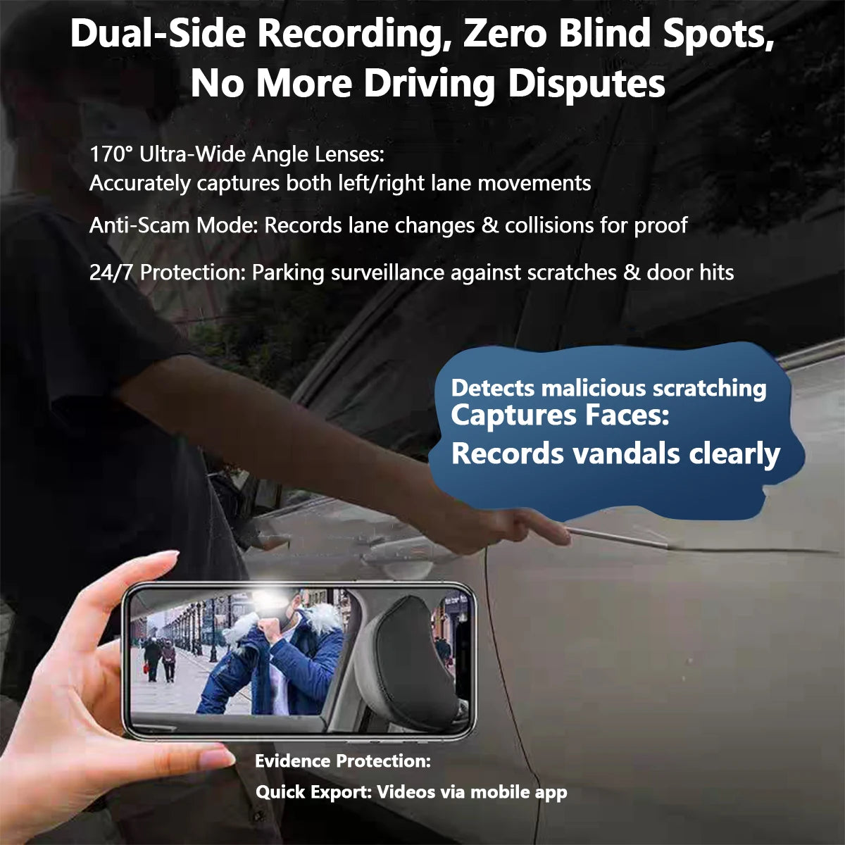 4-channel WiFi car dashcam DVR dashcams for car 24h rear box parking mode interior front and rear 360 dash cam