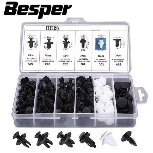 Car Bumper Door Trim Panel Fastener Kit, Mixed Auto Fastener Clip, Body Pushpin Rivet Retainer, Car Clips, Box or Bag Packaging