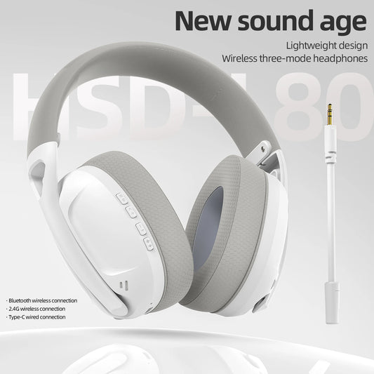 SMAILWOLF L80 Auriculares inalámbricos Bluetooth con cable de tres modos para juegos, ordenador portátil, casa, auriculares ligeros con micrófono