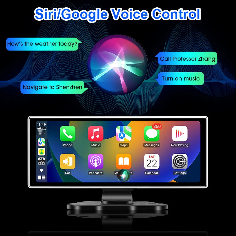 10/11.26 pulgadas Dash Cam 4K coche DVR inalámbrico Carplay y Android Auto GPS Navegación grabadora de vídeo de salpicadero doble lente Wifi FM AUX
