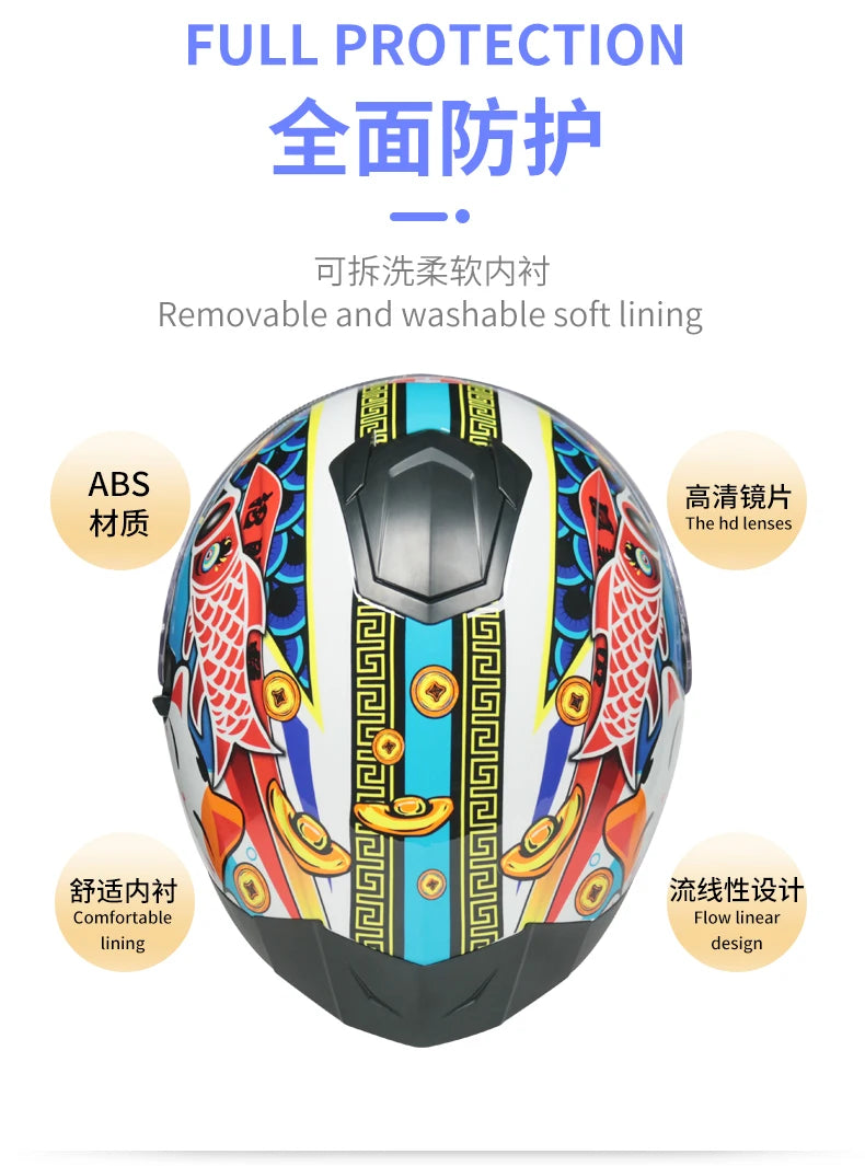 Casques de moto pour hommes et tenue de femme casques de Locomotive à Double lentille Cascos Para Capacete Da Motocicleta