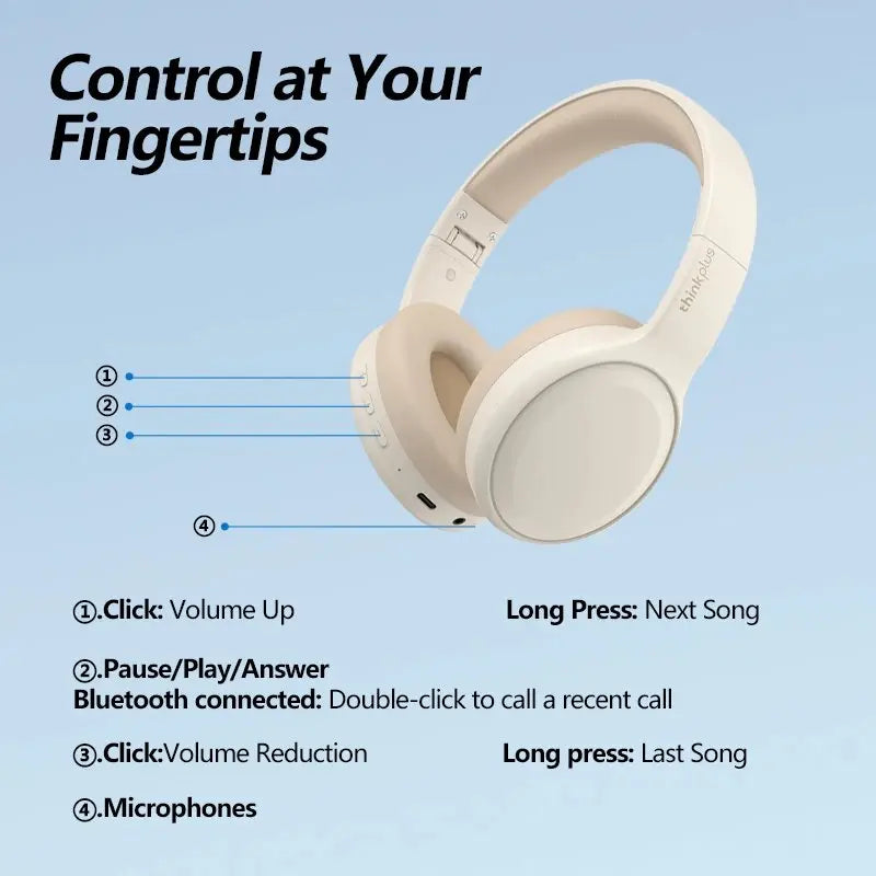 Auriculares Lenovo TH30 inalámbricos Bluetooth HiFi estéreo deportivos con micrófono, auriculares de música plegables, auriculares para juegos de baja latencia