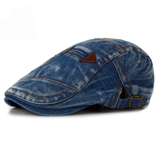 Béret Jean Denim Unisexe — Casquette Plate Mode Printemps Été