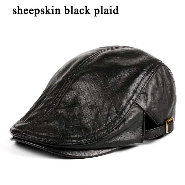 Béret en cuir véritable pour hommes, chapeaux fins pour hommes, casquette avant réglable, loisirs, bec de canard, golf, conducteur, 55-61 cm