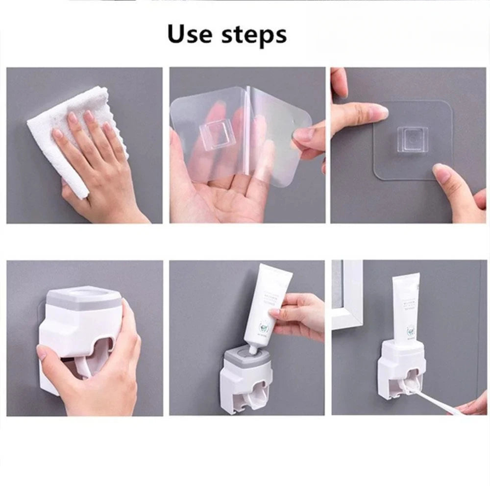 Wall-mounted automatic toothpaste dispenser, bathroom supplies, toothpaste squeezer, toothbrush holder