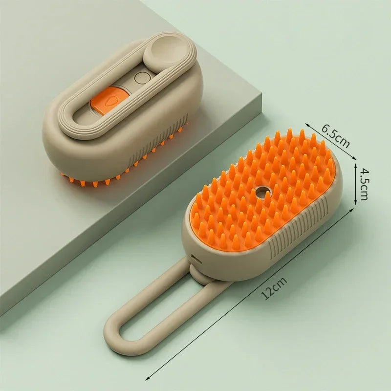 Brosse de Énergie à Vapeur 3 en 1 pour Chat et Chien, Peigne Pliable et Rotatif à un Bouton, Idéal pour le Bain et l'Épilation des Poils