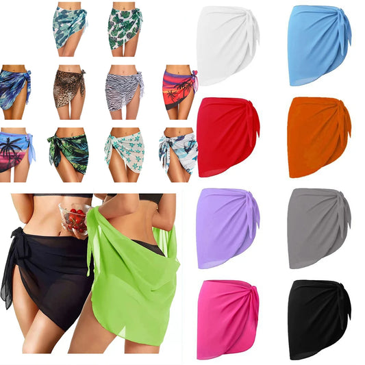 Jupe courte en mousseline de soie pour femmes, Industries ong, cover-ups pour les maillots de bain, bikini de plage, rond, transparent, écharpe, été
