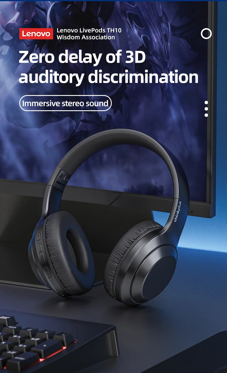 Auriculares estéreo Bluetooth Lenovo Thinkplus TH10 TWS Auriculares de música con micrófono para móvil iPhone Samsung Android iOS