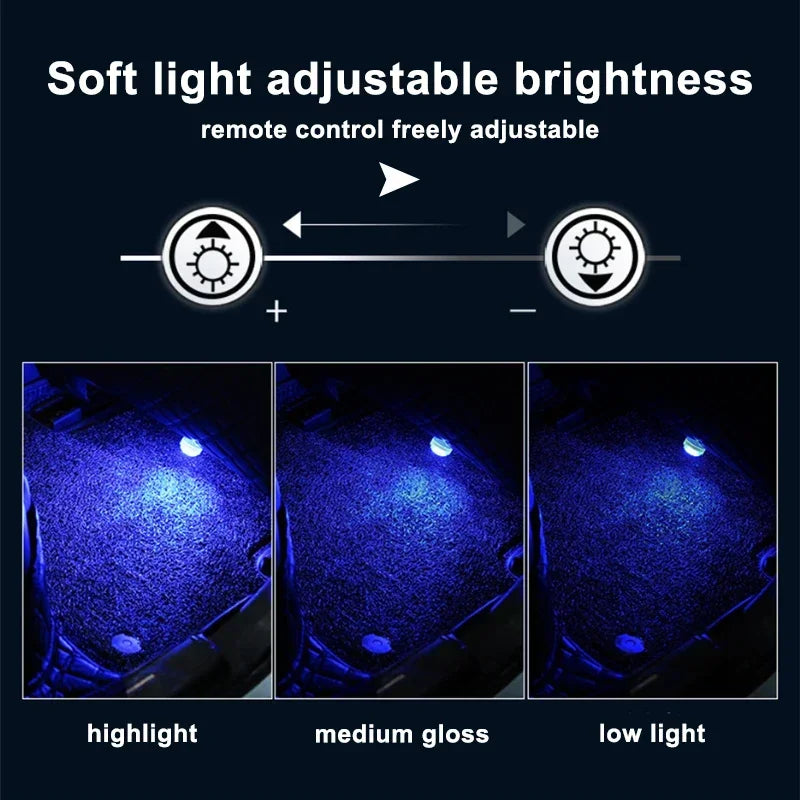 SEAMETAL Luz ambiental LED inalámbrica para interior de coche, lámpara de atmósfera para techo de coche, lámpara de diamante para buceo con control remoto