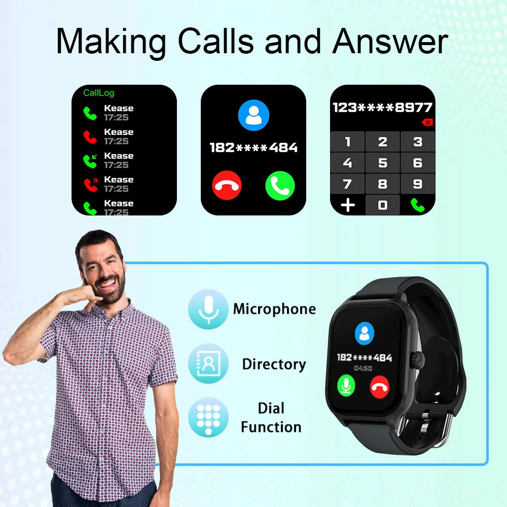 Smartwatch Appels Bluetooth — Calories Fréquence Cardiaque Oxygène Sanguin