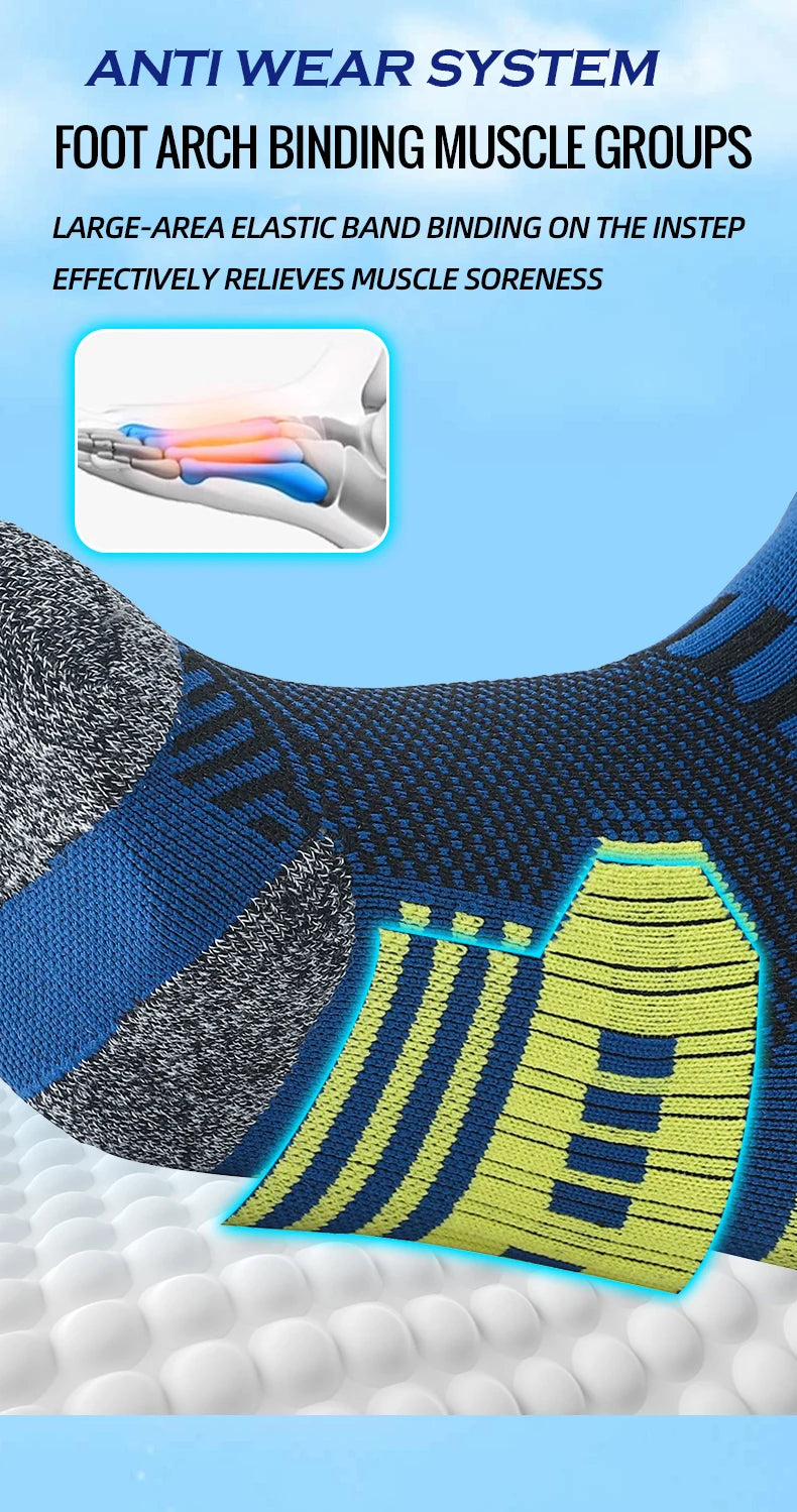 3 paires de chaussettes atétiques pour hommes, chaussettes de sport respirantes, de course en plein air, de Compression, longues, noires, blanches, bleues, extensibles