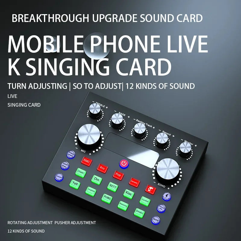 V8S – Kit carte son live avec microphone pour streaming, enregistrement et DJ