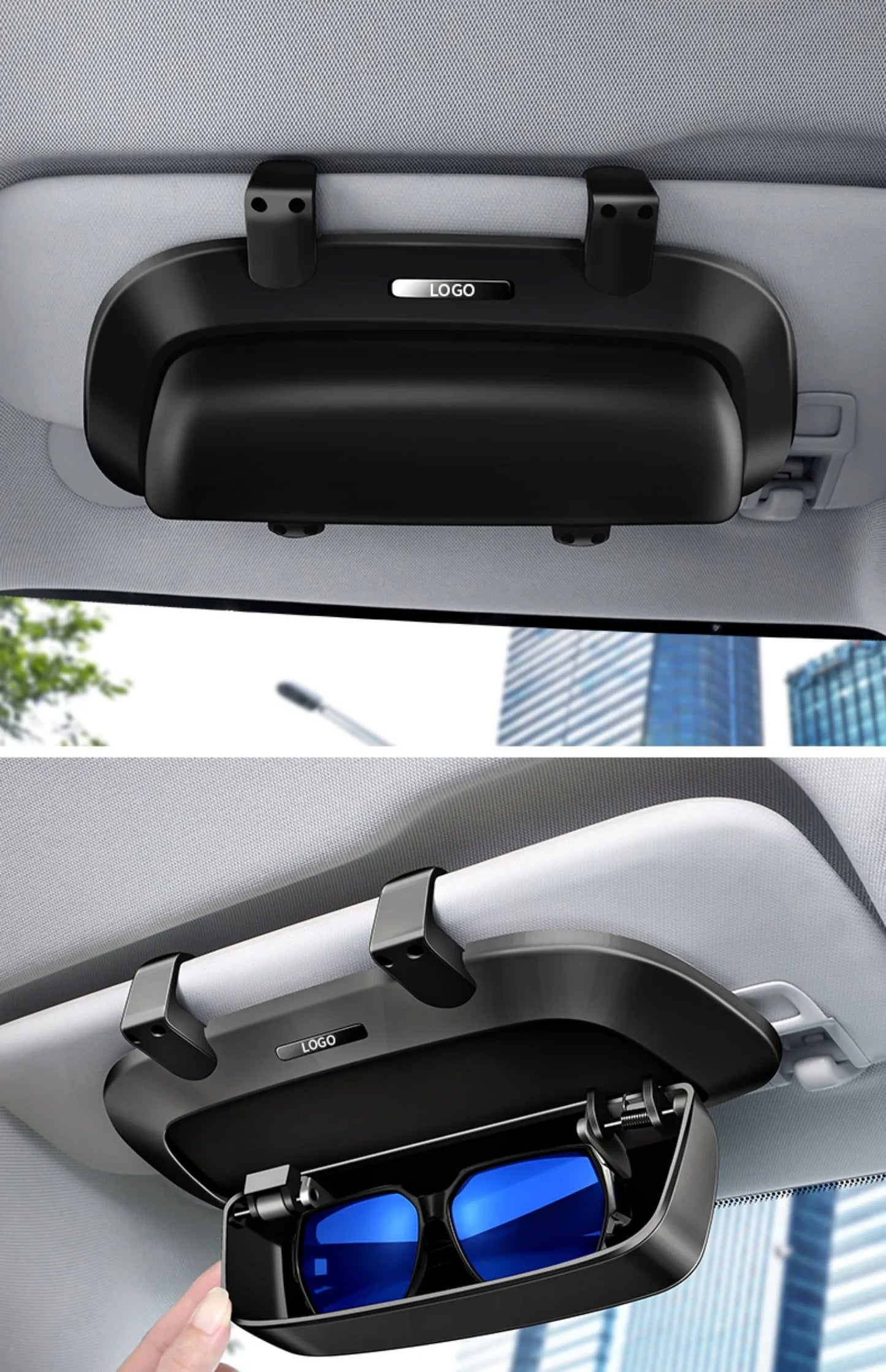 Étui à lunettes de voiture, pare-soleil, porte-lunettes de soleil de voiture multifonctionnel, clip à lunettes dans la voiture, boîte de rangement modifiée